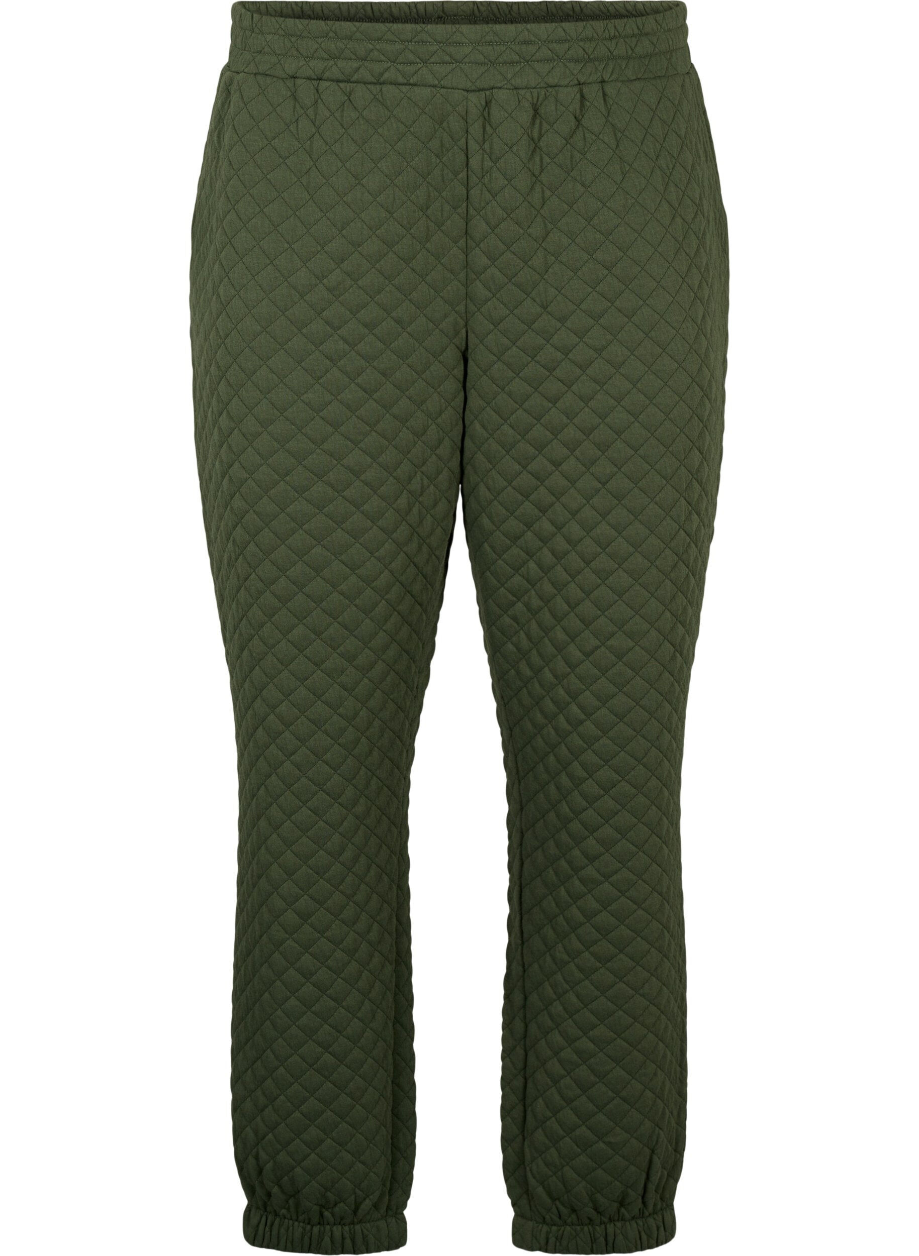 Zizzifashion Quilted jogging bottoms with pockets, Thyme, Packshot image number 0