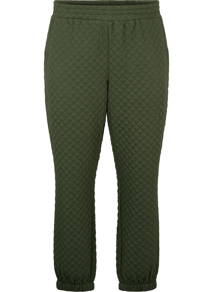 Quilted jogging bottoms with pockets, Thyme, Packshot image number 0