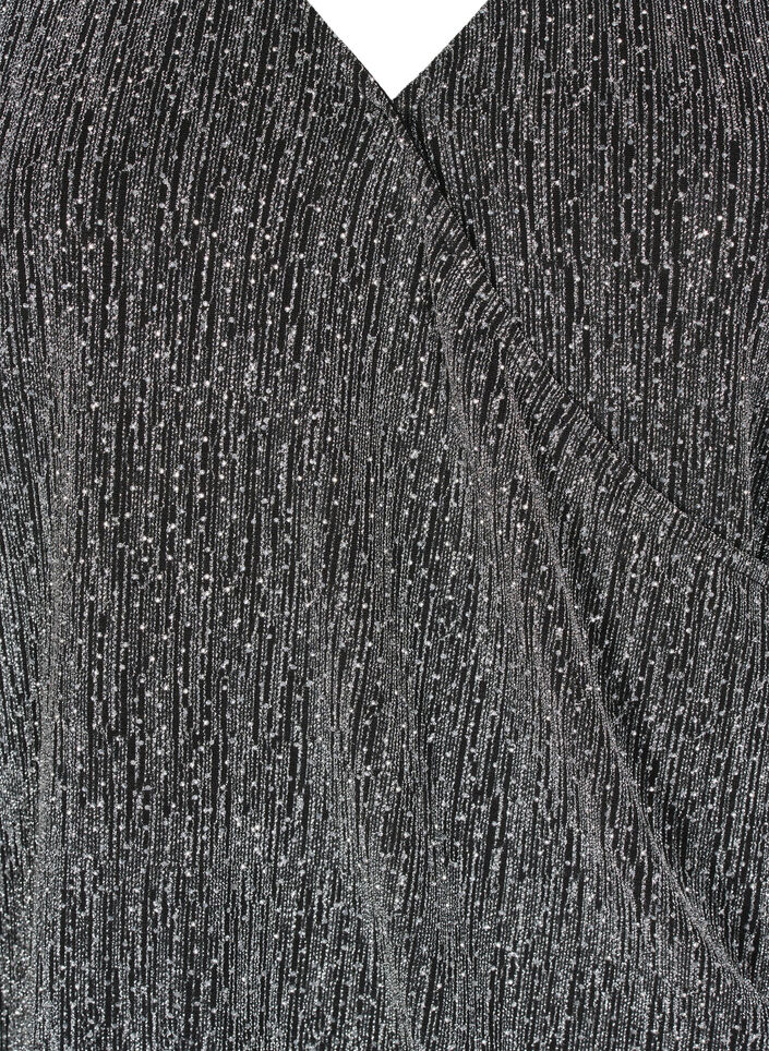 Wrap-look glitter party top, Black, Packshot image number 2