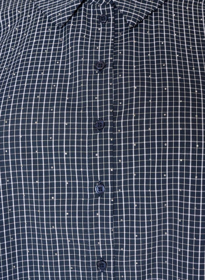 Checked shirt with rhinestones, Blue, Packshot image number 2