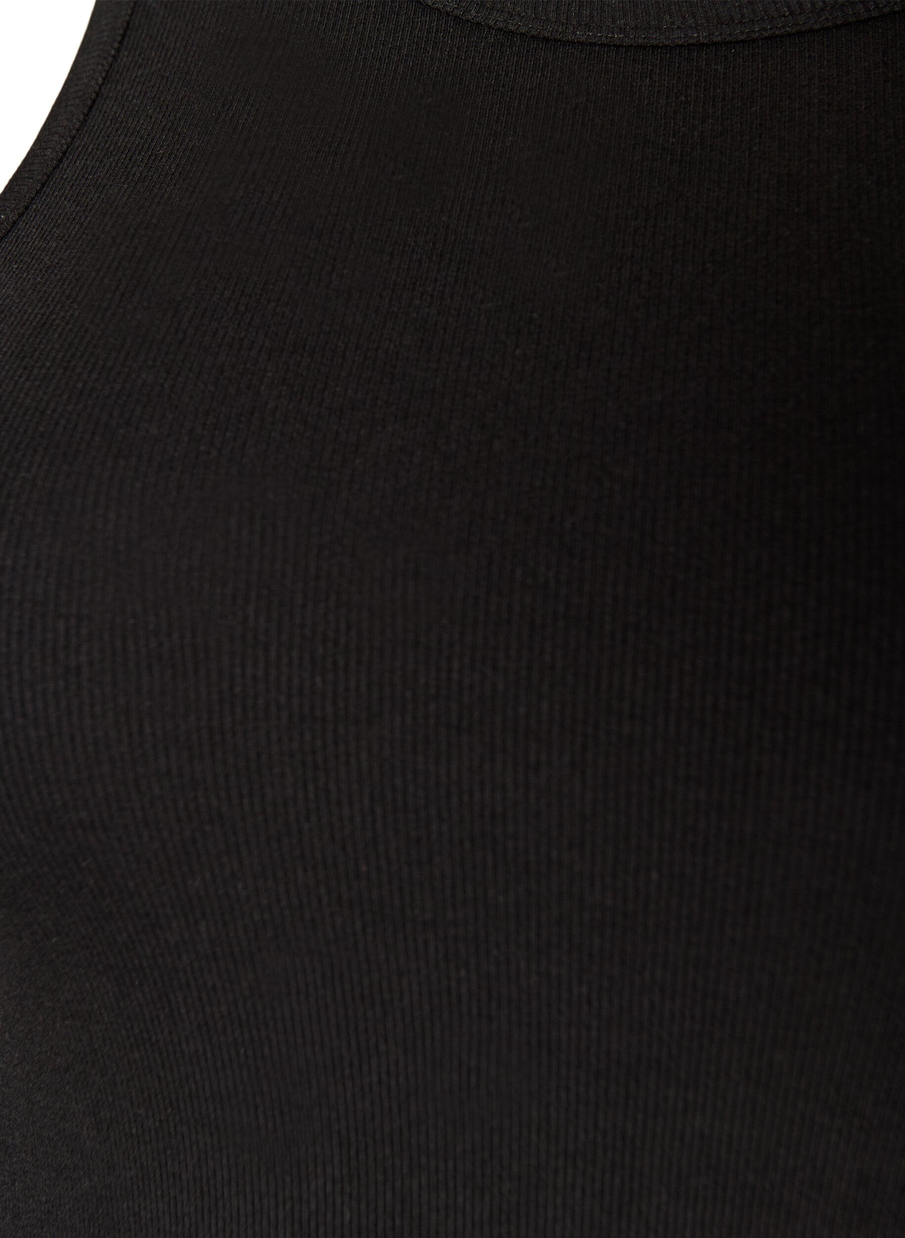 Zizzifashion Cotton ribbed top with high neck, Black, Packshot image number 2