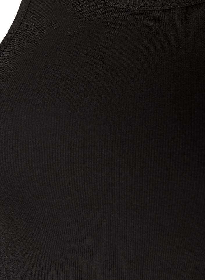 Cotton ribbed top with high neck, Black, Packshot image number 2