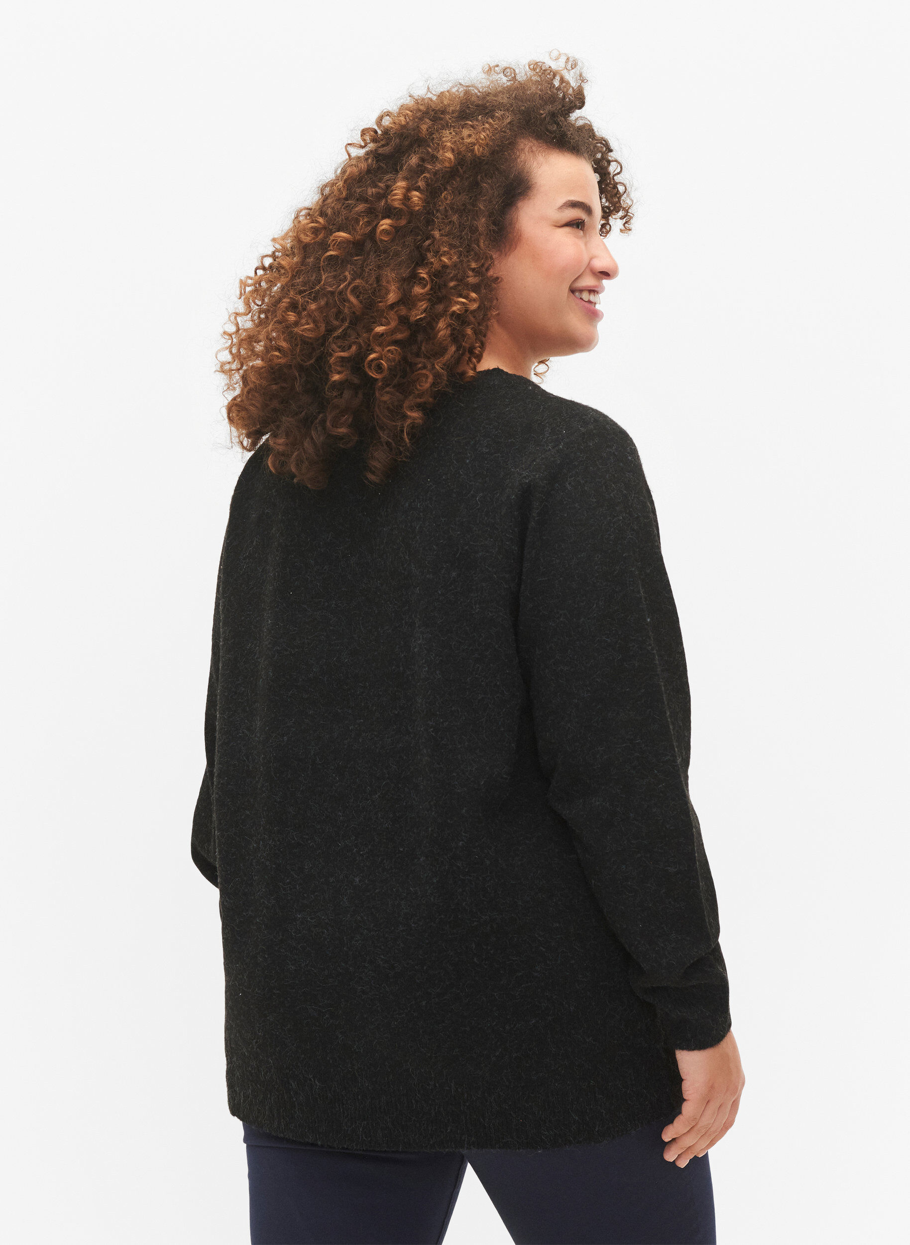 Zizzifashion Melange v-neck pullover, Dark Grey Melange, Model image number 1