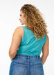 Solid color basic top in cotton, Blue, Model image number 2