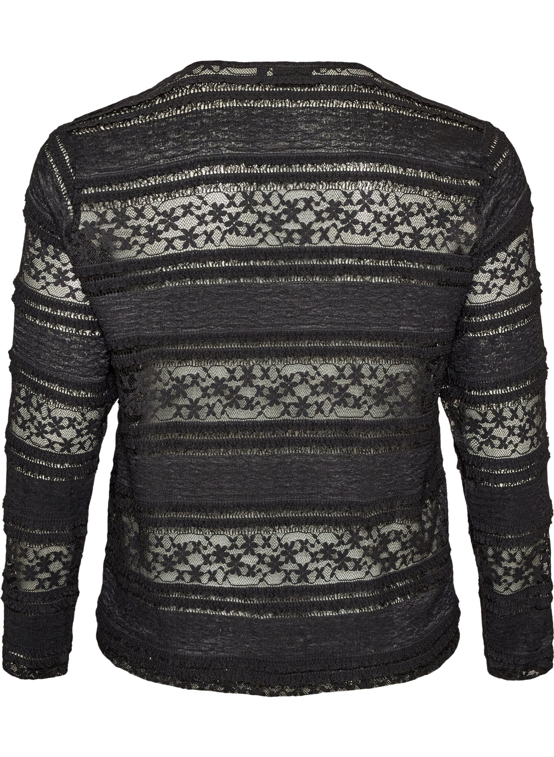 ZizzifashionLace blouse with long sleeves, Black, Packshot image number 1