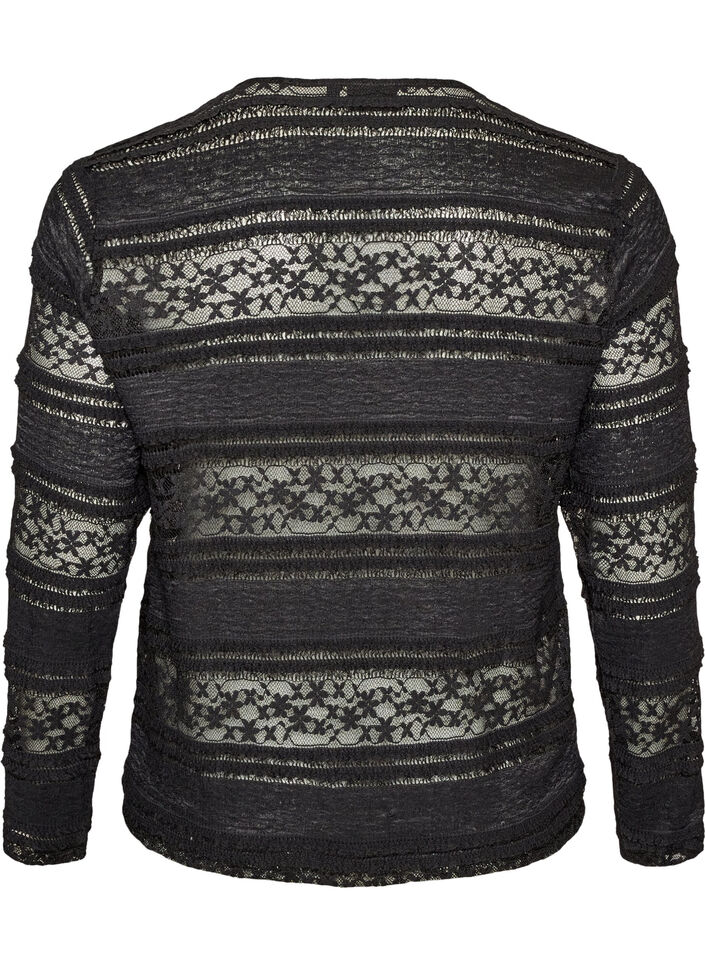 Lace blouse with long sleeves, Black, Packshot image number 1