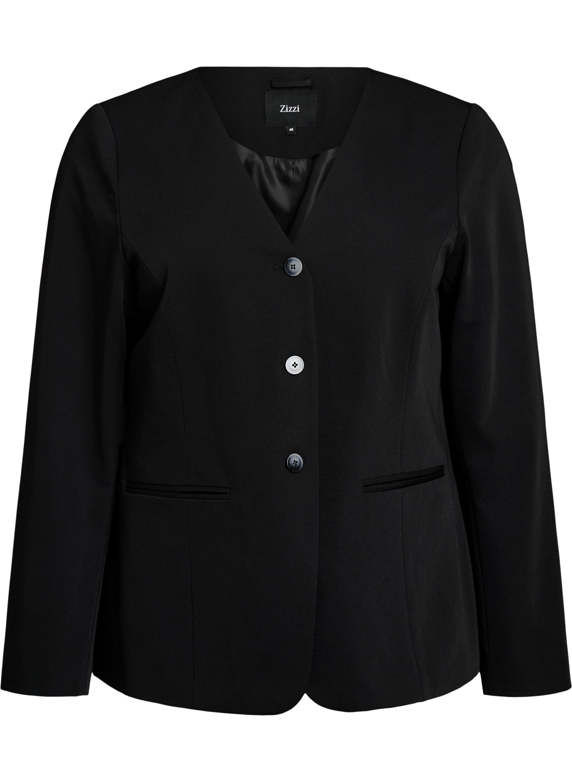 Blazer with V-neck and button fastening