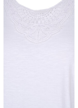 Cotton top with lace details, Bright White, Packshot image number 2