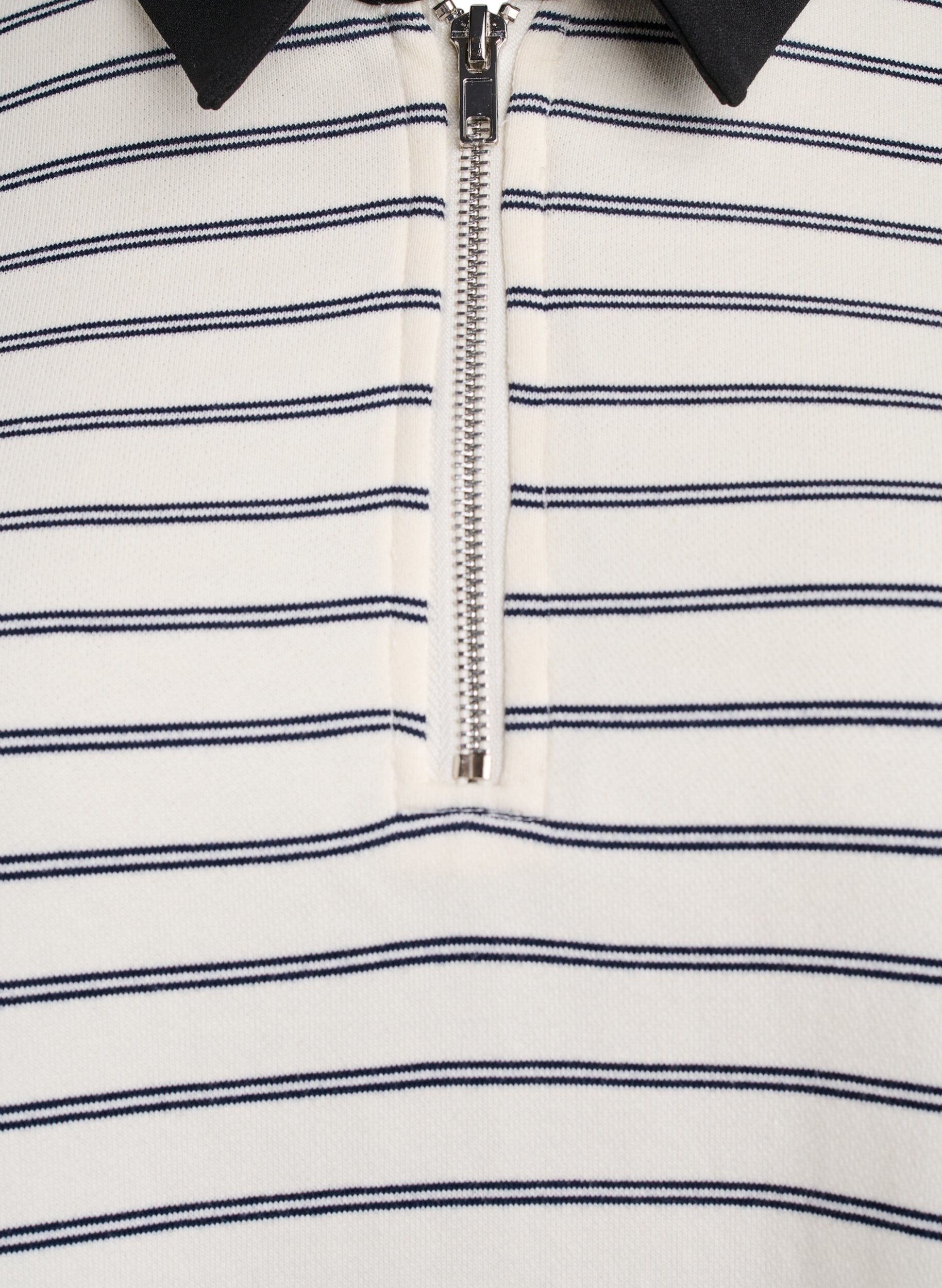 Zizzifashion Striped polo shirt with zipper, White, Packshot image number 2