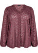 Long-sleeved blouse with glitter and pattern, Red, Packshot image number 0