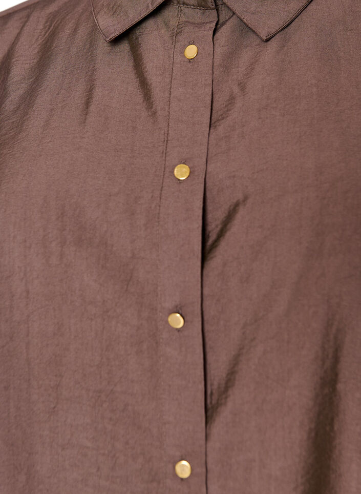 Viscose shirt with golden buttons, Brown, Packshot image number 2