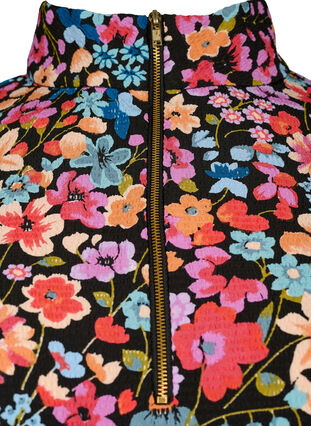 Floral tunic with long sleeves and zip details, Flower AOP, Packshot image number 2