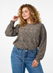Long-sleeved blouse with an openwork pattern, Brown, Model image number 0