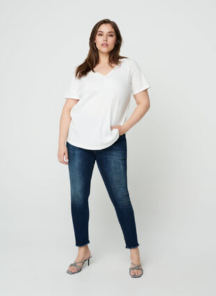 Short-sleeved V-neck t-shirt, Snow White, Model image number 2