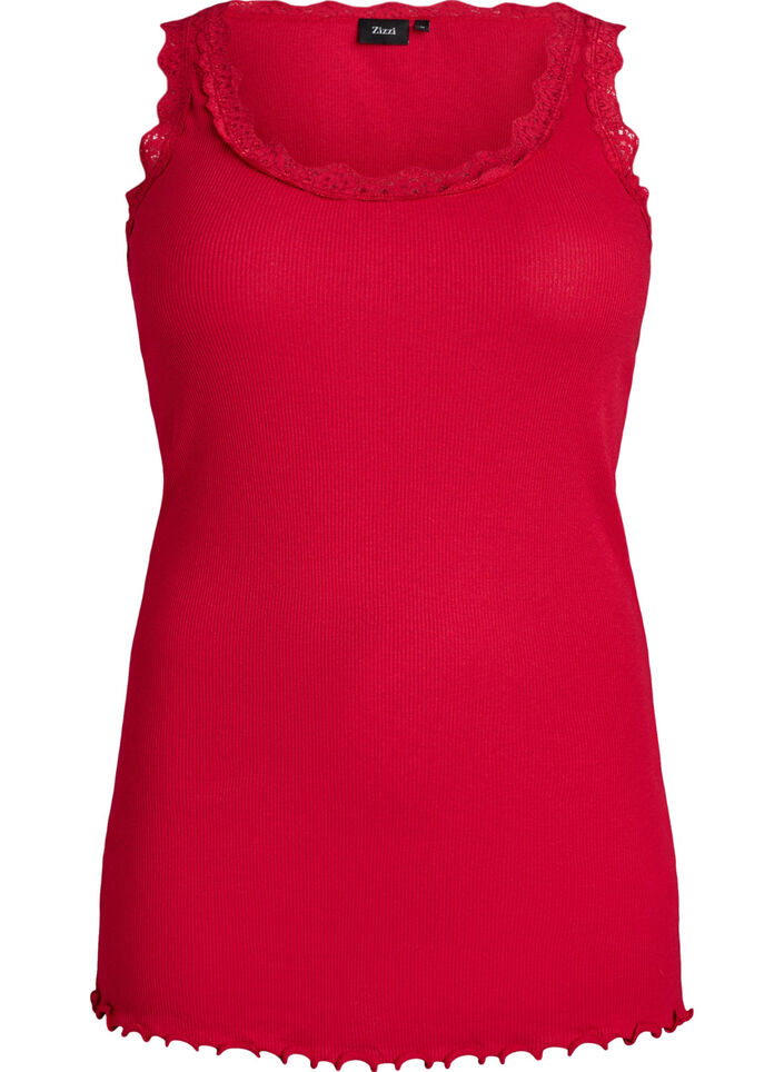 Top with lace trim, Red, Packshot image number 0