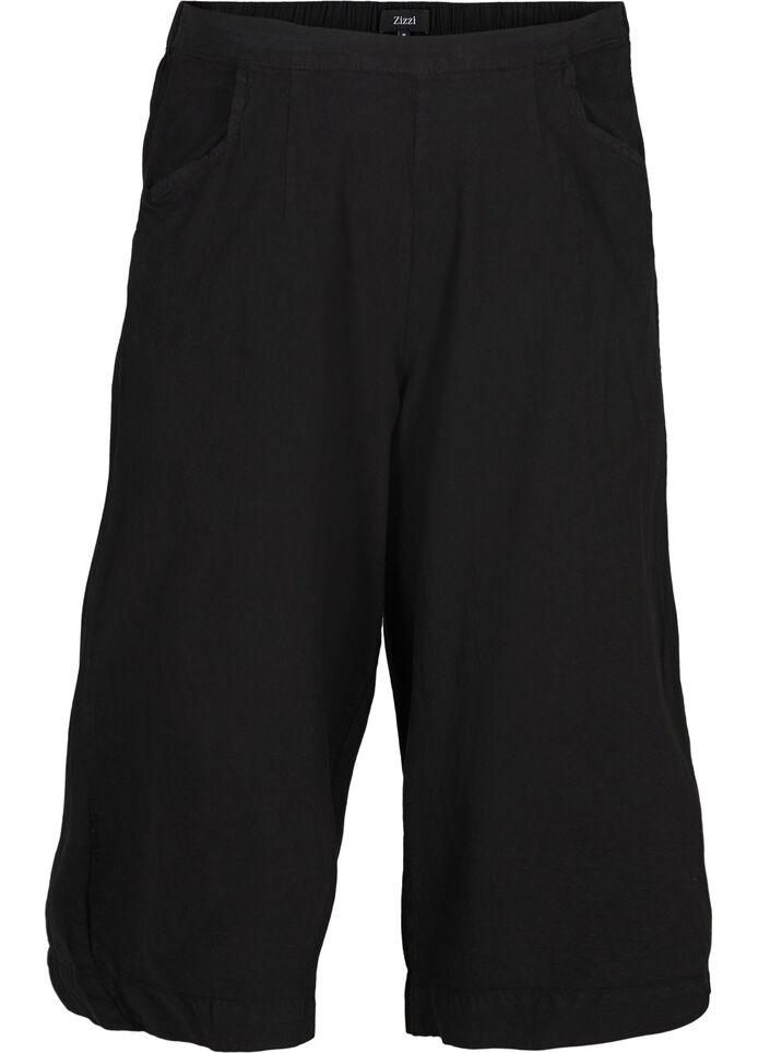 Loose culotte trousers in cotton, Black, Packshot image number 0