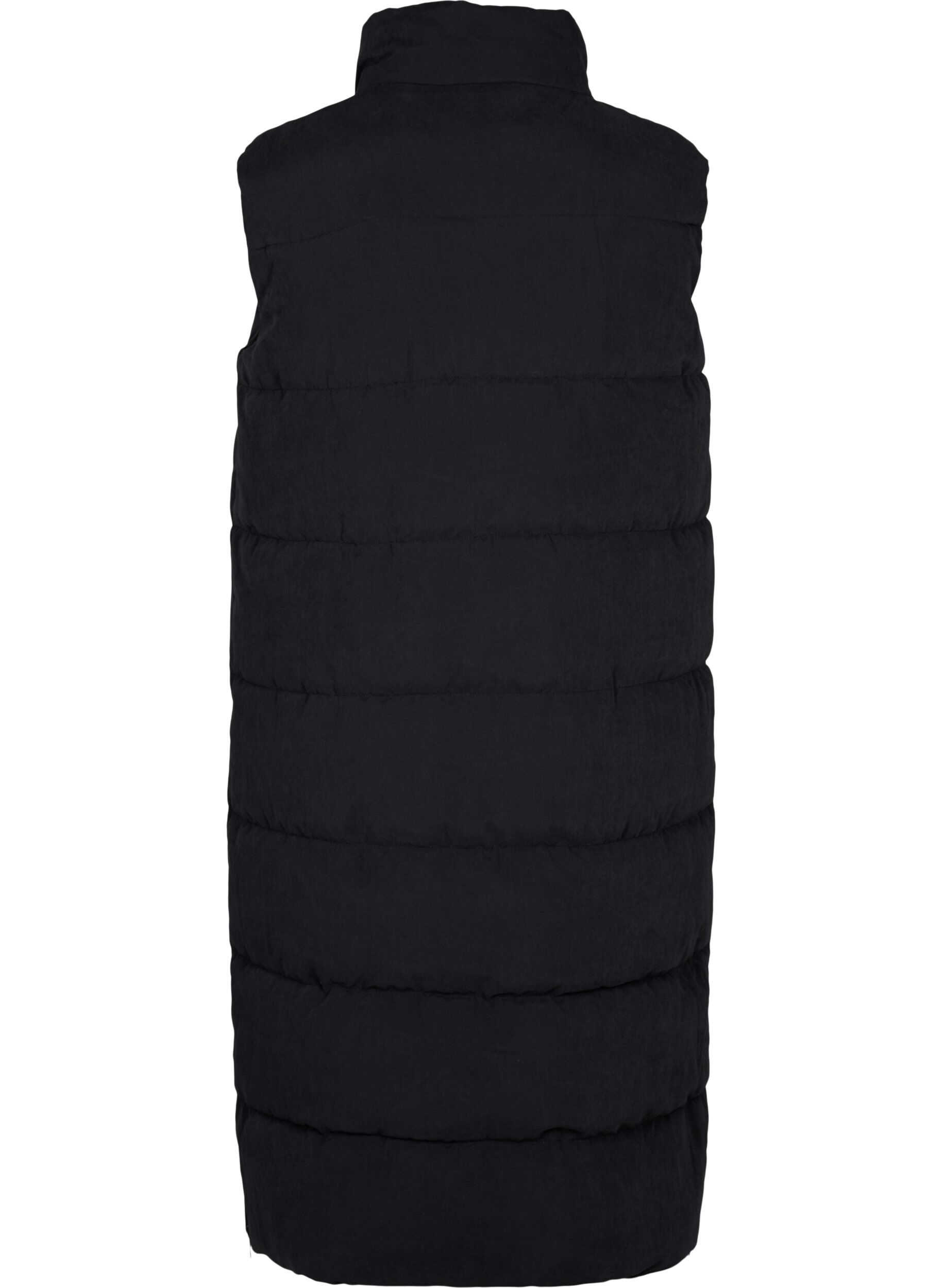 Zizzifashion Long vest with high collar and pockets, Black, Packshot image number 1
