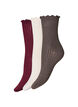 3-pack of ribbed socks with a wavy edge, Brown, Packshot image number 0