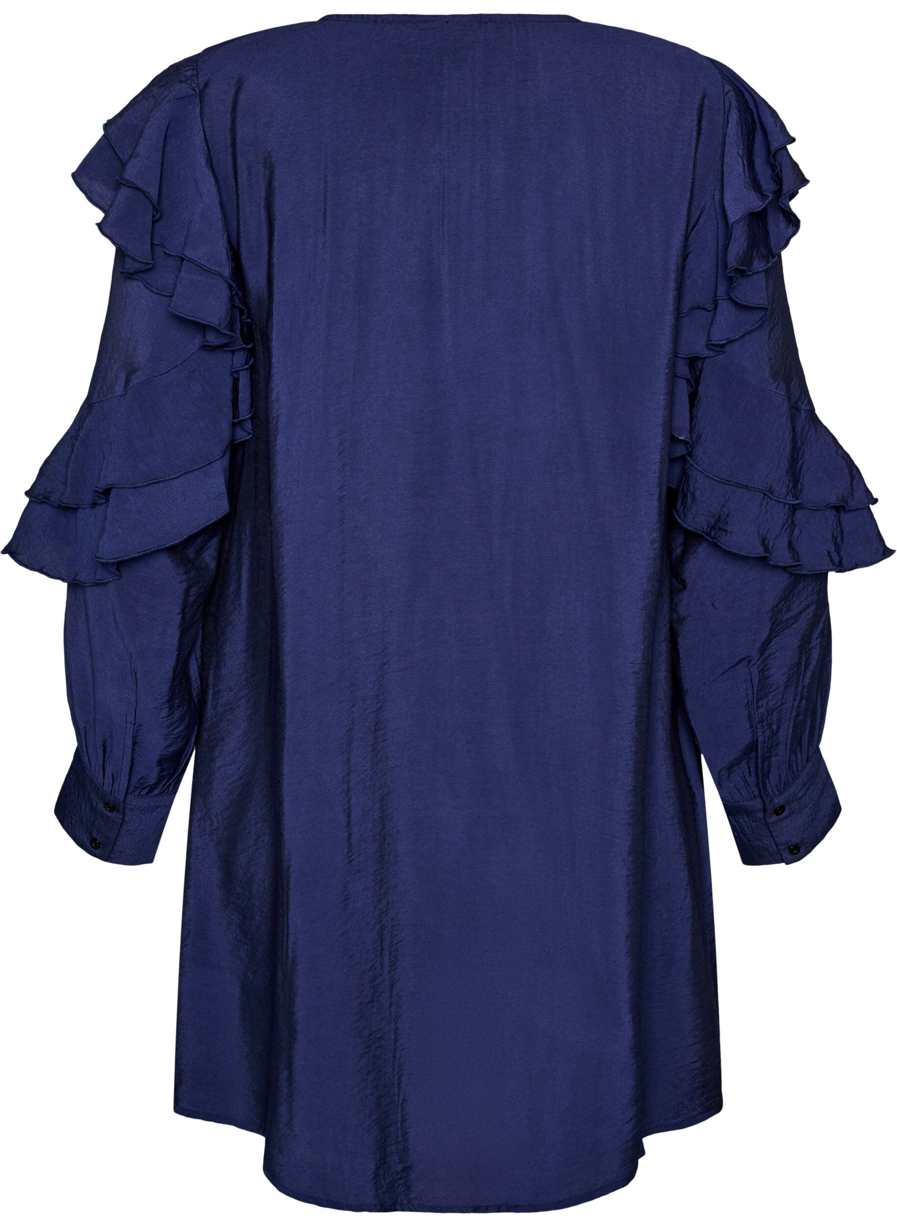 ZizzifashionViscose dress with ruffles and ties, Blue, Packshot image number 1