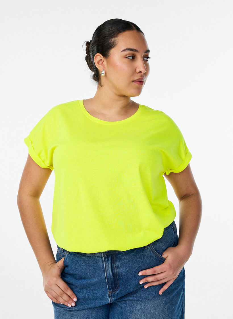 Neon colored cotton t-shirt, Yellow, Model image number 0