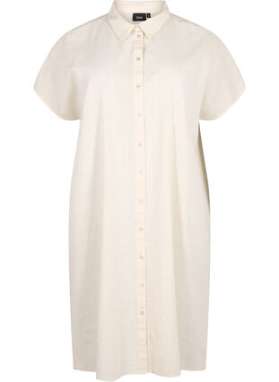 Long shirt in cotton blend with linen, Sandshell, Packshot image number 0