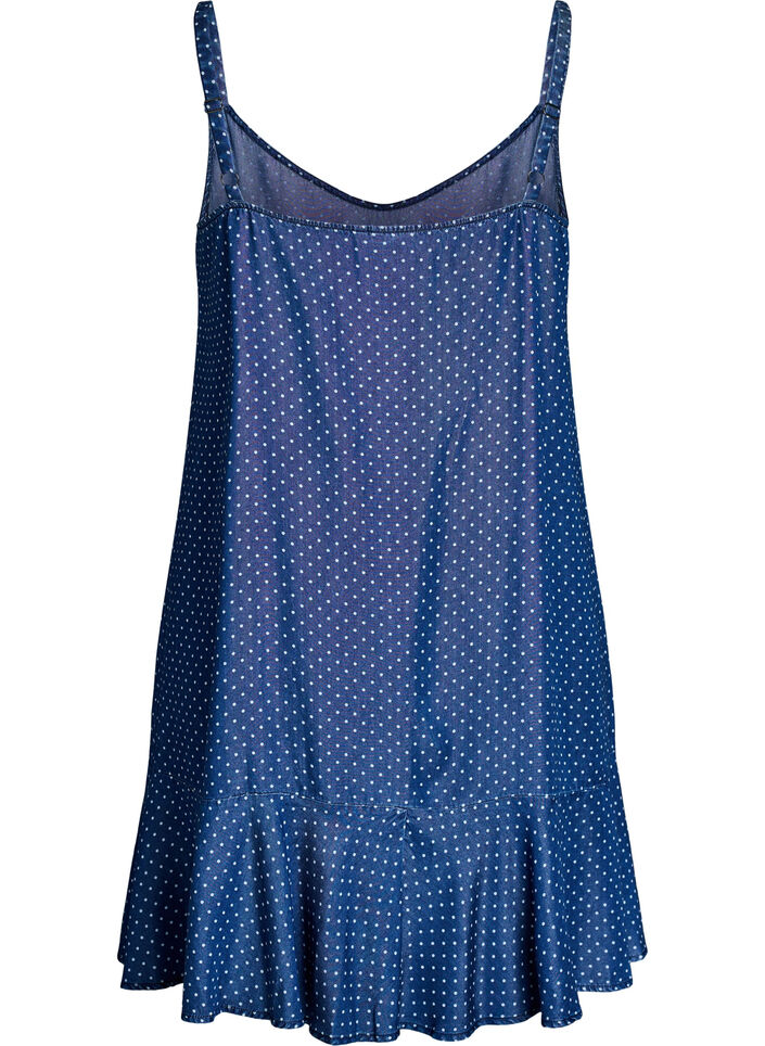Knee-length strap dress in TENCEL&trade; Lyocell with a denim look, Blue, Packshot image number 1