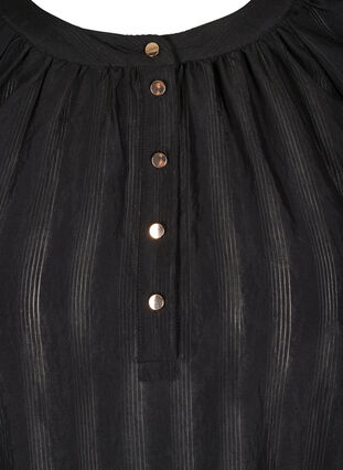 Tunic with buttons and 3/4 sleeves, Black, Packshot image number 2