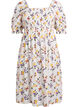 Floral viscose midi dress with smock, White, Packshot image number 0