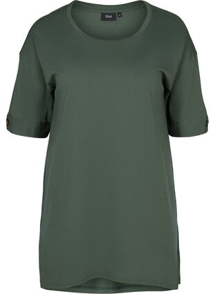 Short-sleeved cotton tunic, Green , Packshot image number 0