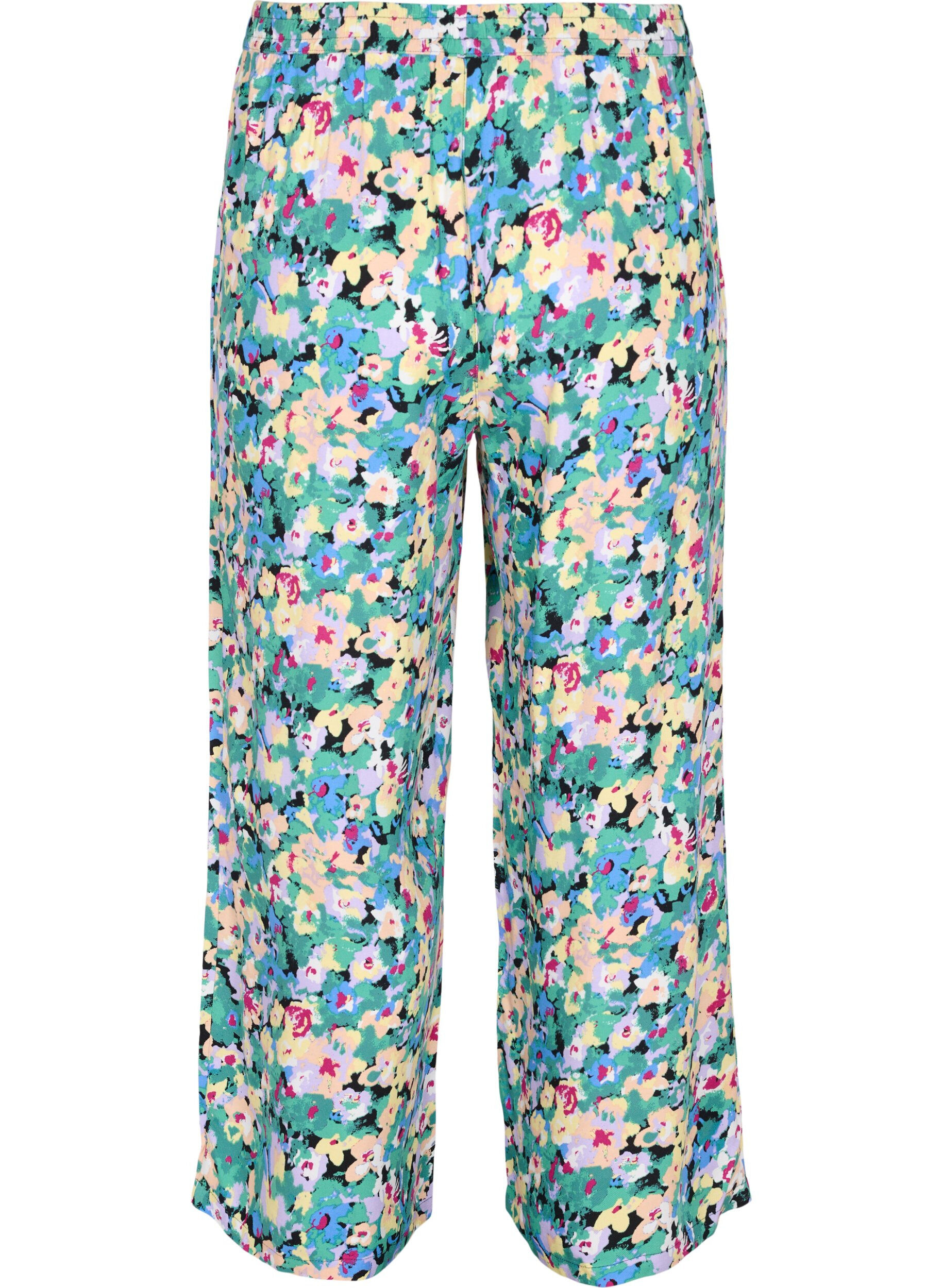 Zizzifashion Loose printed viscose trousers, Multi AOP, Packshot image number 1