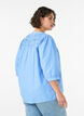 Blouse with smock and 3/4 sleeves, Blue, Model image number 2