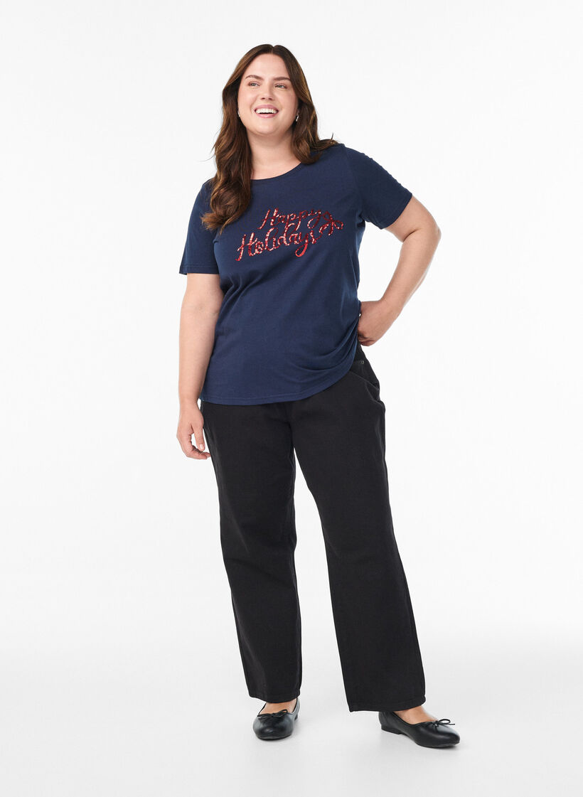 Christmas t-shirt in organic cotton, Blue, Model image number 1