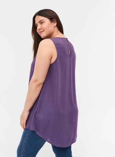 Sleeveless top in an A-line and round neckline, Loganberry, Model image number 1