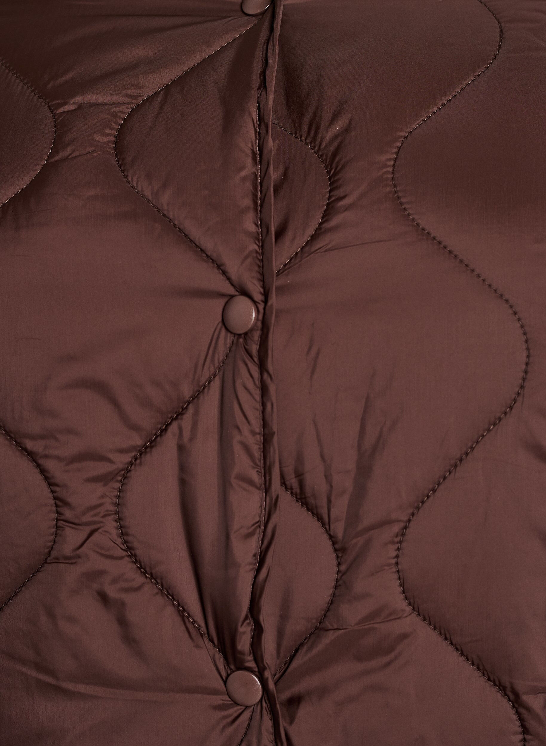 ZizzifashionQuilted jacket with press studs and a round neck, Brown, Packshot image number 2