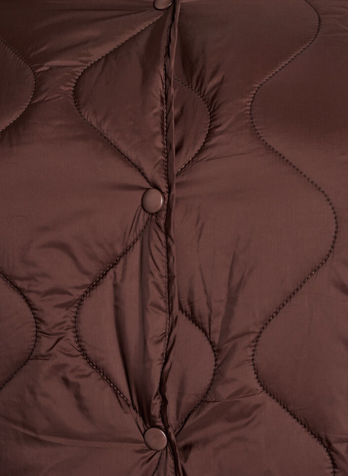 Quilted jacket with press studs and a round neck, Brown, Packshot image number 2