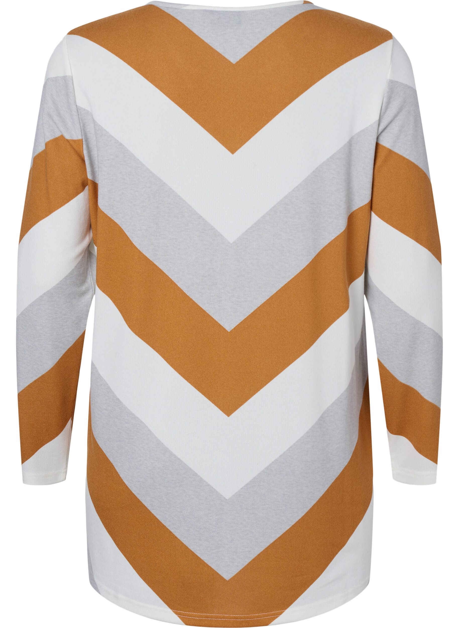 Zizzifashion Patterned blouse with long sleeves, Beige Zig Zag, Packshot image number 1