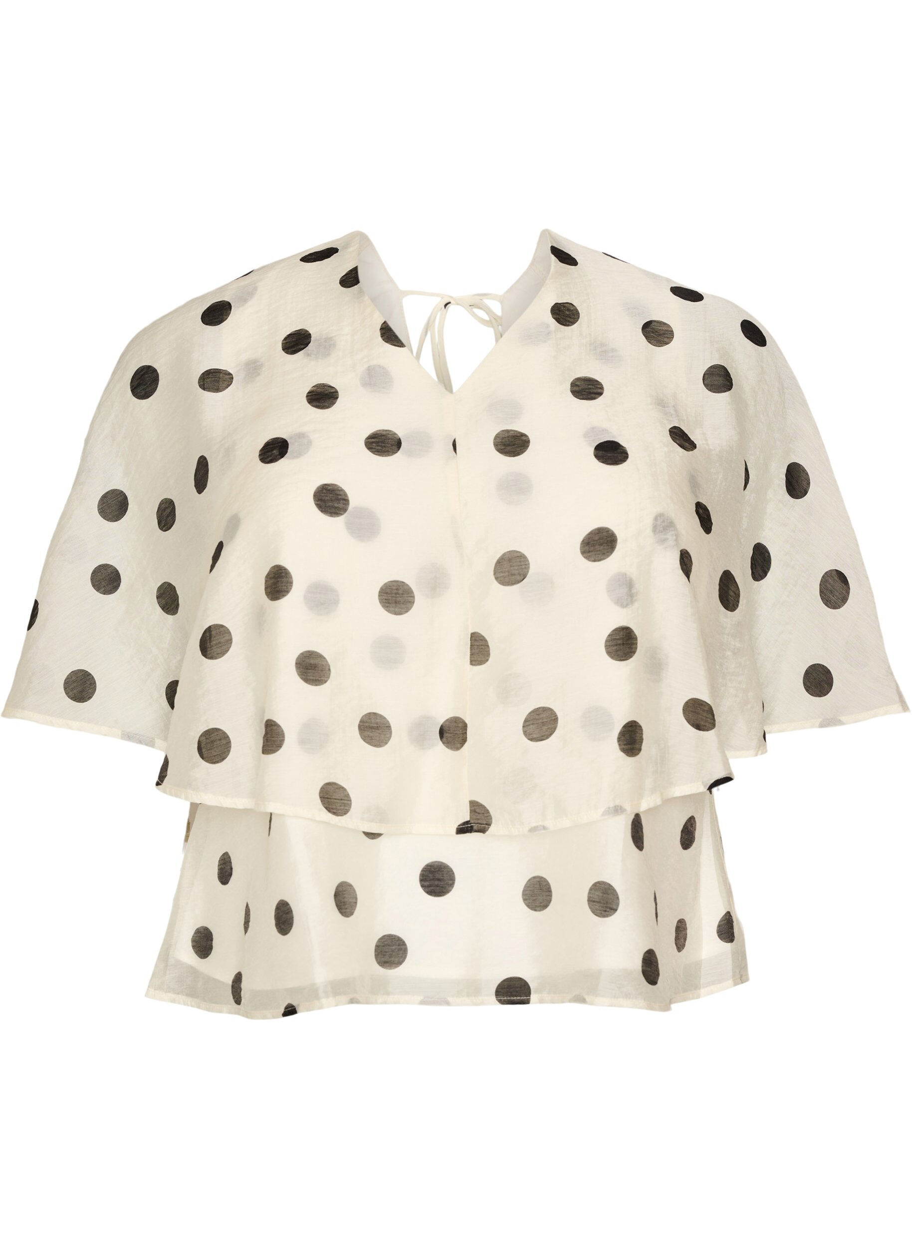 Zizzifashion Layered top with polka dot pattern, Vanilla, Packshot image number 0