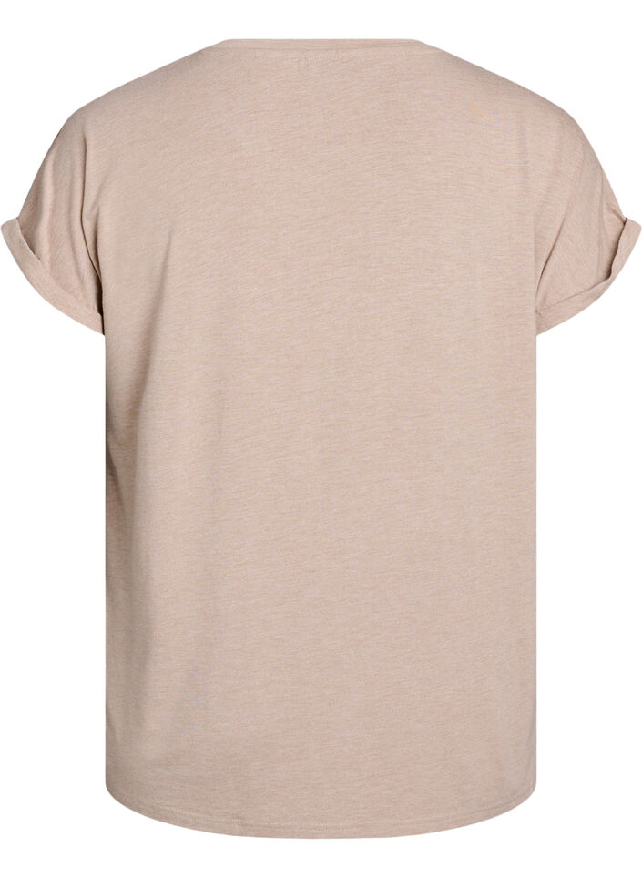 Loose t-shirt with round neck, Brown, Packshot image number 1