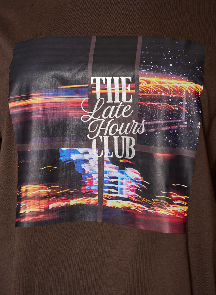 Oversized T-shirt with large photo print, Brown, Packshot image number 2