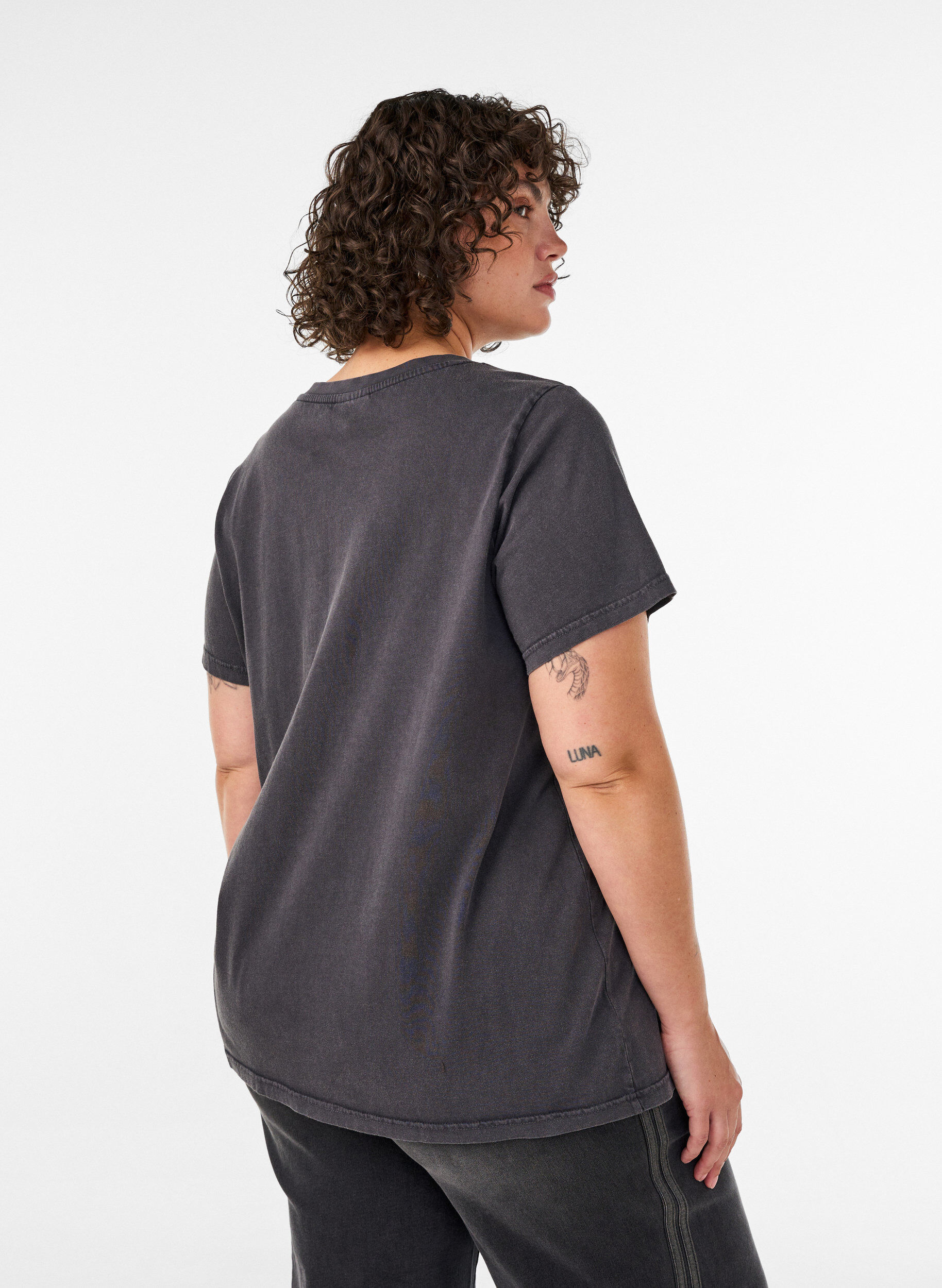 ZizzifashionOrganic cotton t-shirt with print, Black, Model image number 2