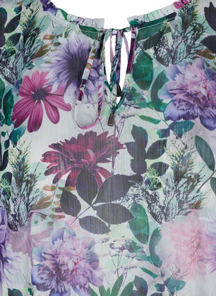 Short-sleeved tunic with a floral print, Purple Flower mix, Packshot image number 2