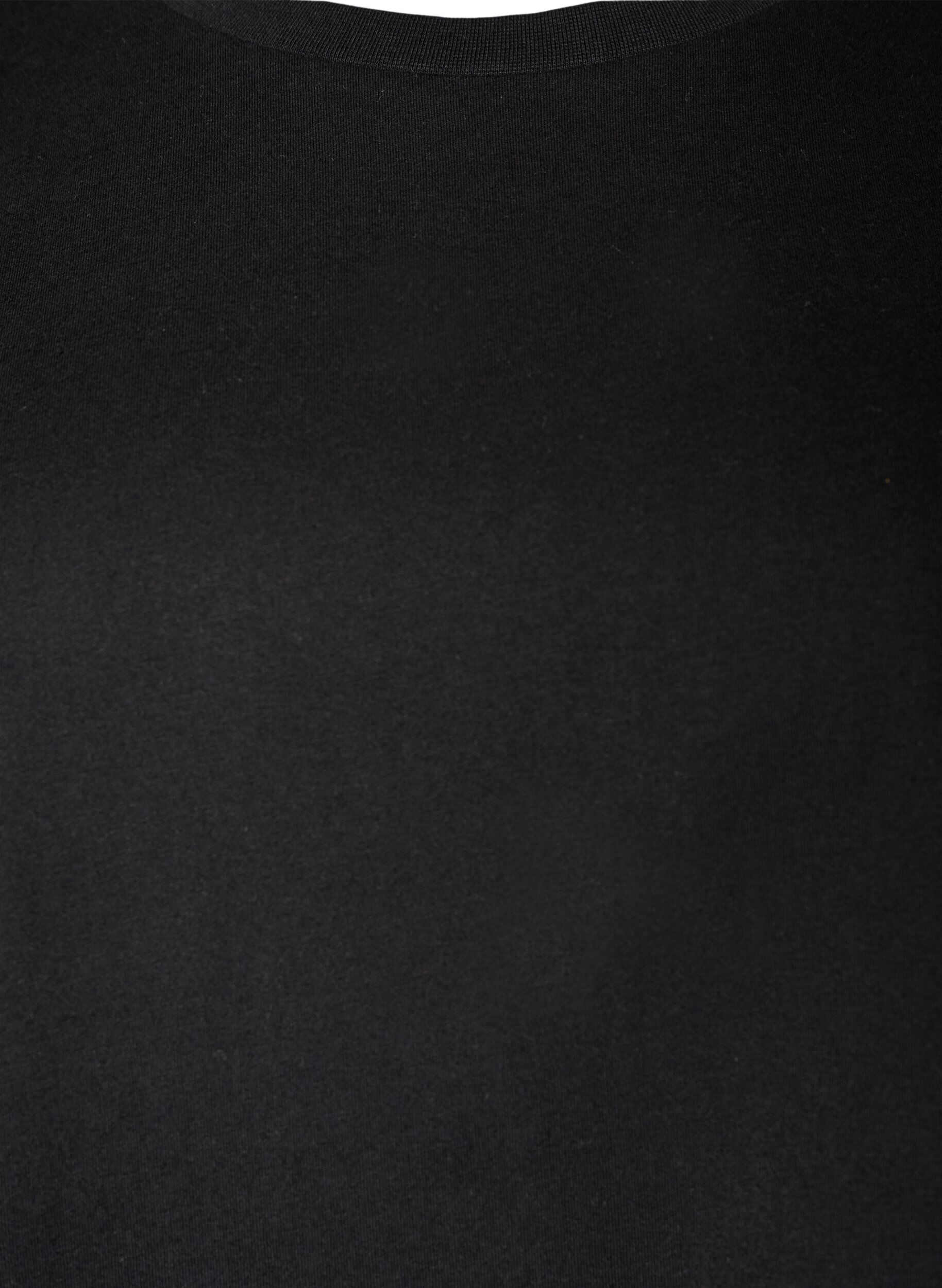 Zizzifashion Organic cotton T-shirt with ruffle sleeves, Black, Packshot image number 2