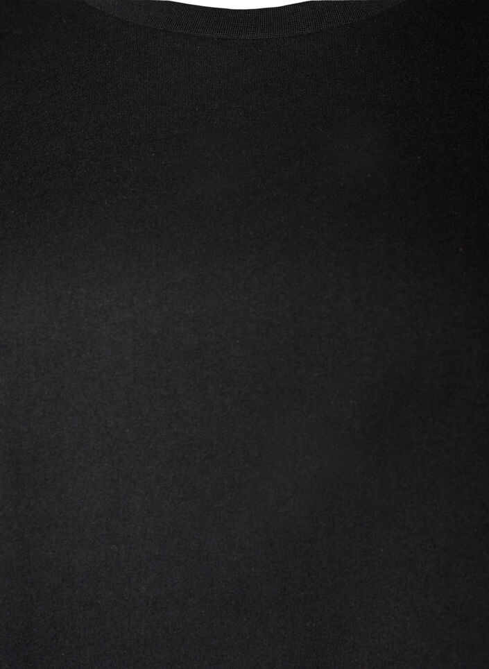 Organic cotton T-shirt with ruffle sleeves, Black, Packshot image number 2