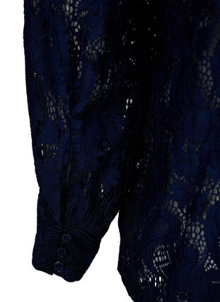Lace top with frill detail, Navy, Packshot image number 3
