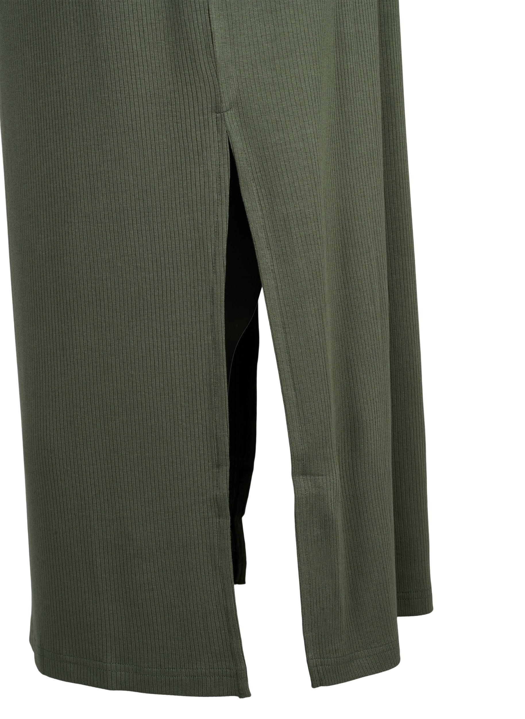 Zizzifashion Sleeveless ribbed dress in viscose, Green, Packshot image number 3