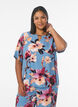 Short sleeve viscose blouse with print, Blue, Model image number 0