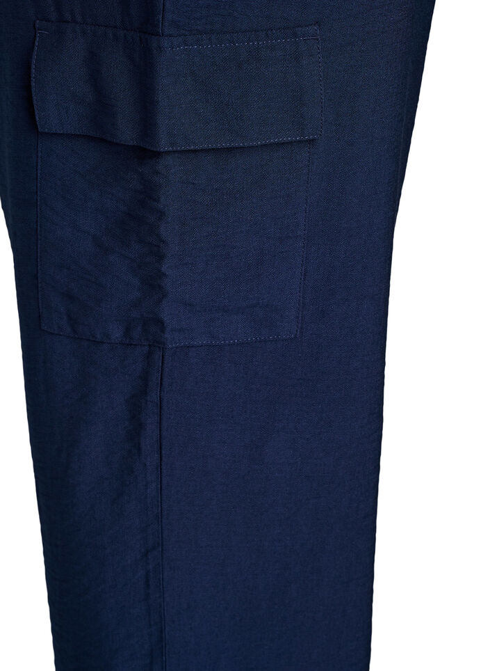 High-waisted cargo trousers, Blue, Packshot image number 3