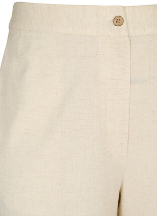 High-waisted trousers in cotton and linen, Whitecap Gray, Packshot image number 2