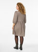 Short dress with texture and 3/4 sleeves, Beige, Model image number 2