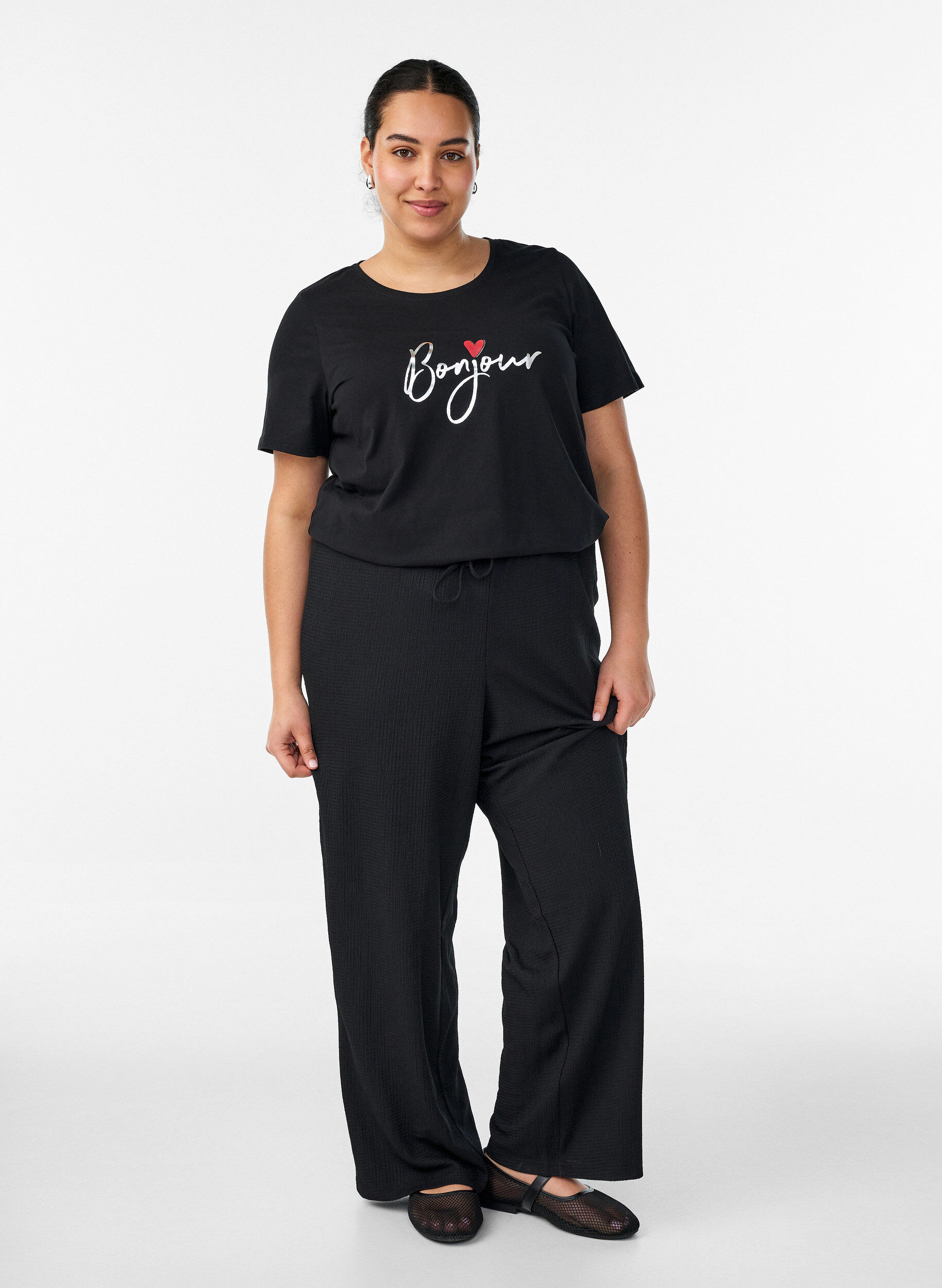 ZizzifashionT-shirt with motif, Black, Model image number 1